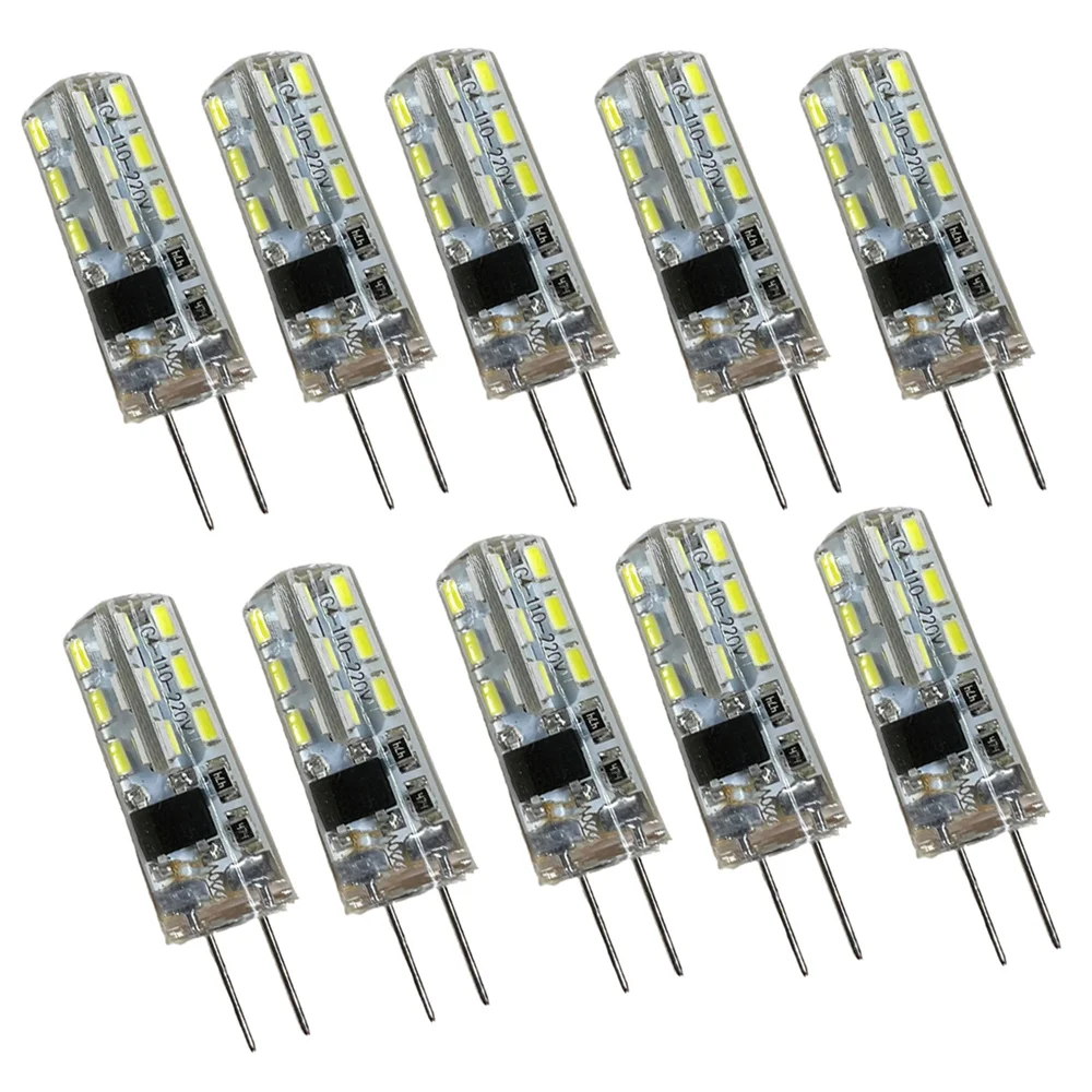 미니 G4 LED 전구, 절약 실리콘 램프, 360 빔 각도, 할로겐 조명, 스포트라이트 샹들리에 교체, 2W, 24led, 12V, AC220V, 3014SMD, 10 개