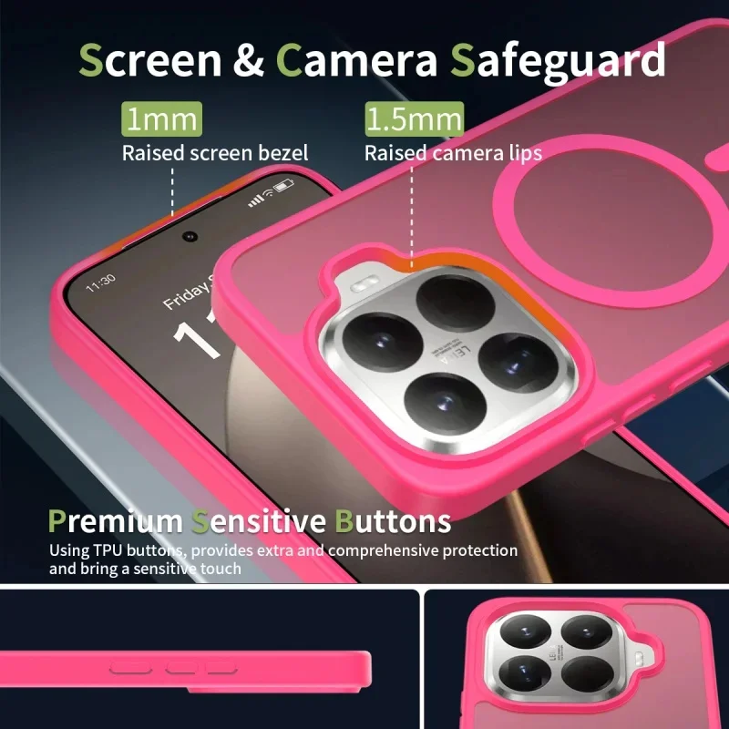 Magnetic Matte Translucent Shockproof Case with Magsafe Wireless Charging Support