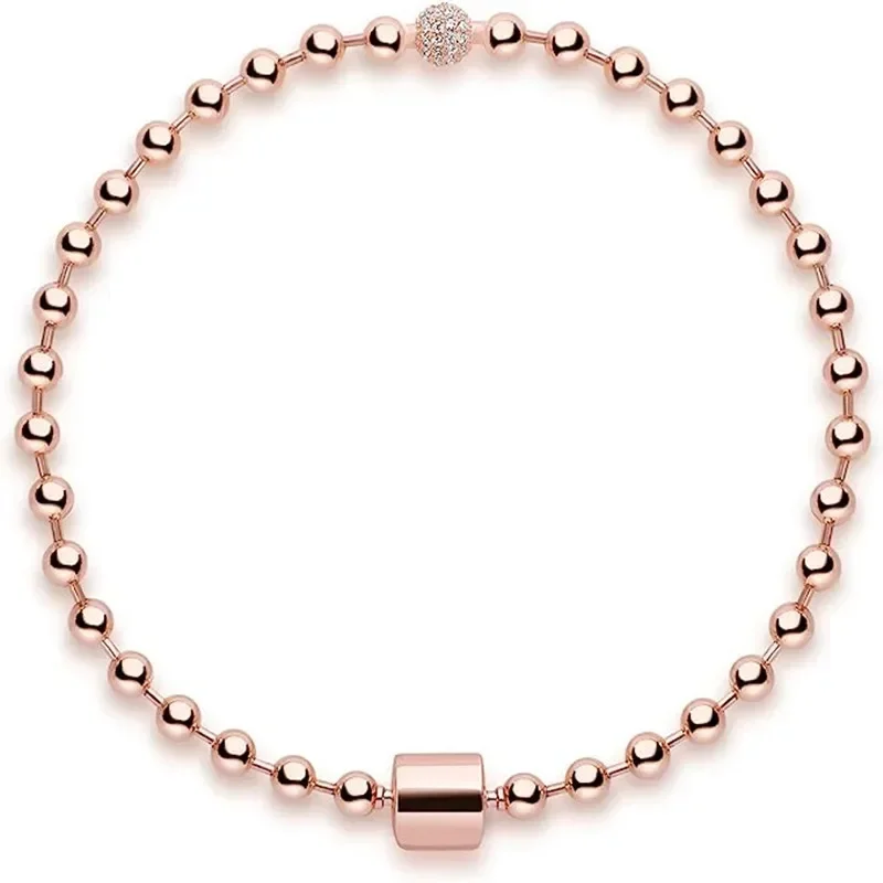 

High quality women's bracelet 925 sterling silver rose gold bead chain bracelet suitable for original charm beads DIY women's gi