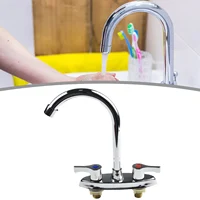 Brass Double Hole Kitchen Faucet Double Handles Rotary Hot And Cold Basin Sink Mixer Tap Kitchen Bathroom Accessories 3