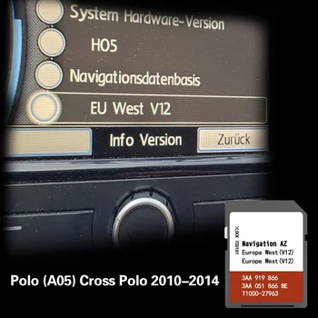 Per VW Polo A05 Cross Polo 2010-2014 Mappe di navigazione Cover Germania Danimarca Finlandia Scheda GPS SD