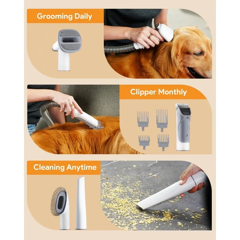 Dog Grooming Vacuum, 2.5L Large Capacity, 10000PA Powerful Suction 99% Pet Hair, 4 Grooming Tools for Dogs Cats Home Cleaning 3