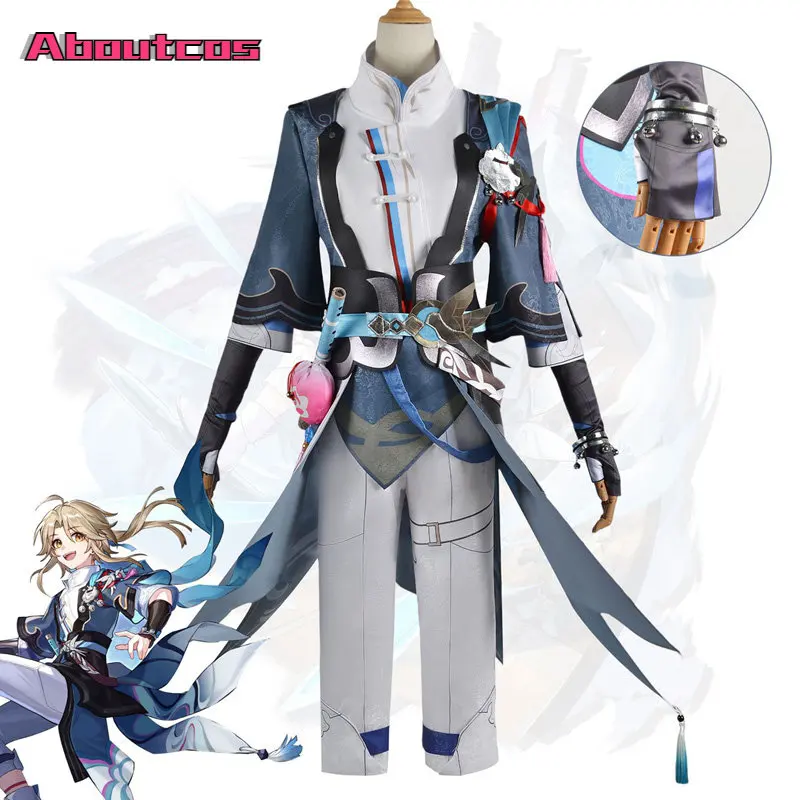 

Aboutcos Yanqing Cosplay Honkai Star Rail Cosplay Costume Wig Anime Game Halloween Carnival Paert Costume for Men Size