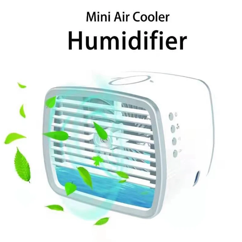 

New Personal Air Conditioner, Quiet USB Mini Air Cooler With LED Light, For Small Room/Office/Dorm/Bedroom