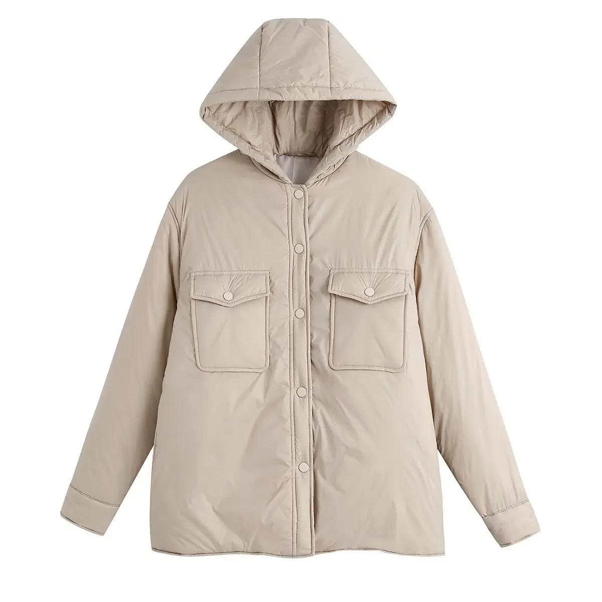 

Autumn New Fashion Casual Loose Hooded Cotton Shirt Coat Women Winter Jacket Women