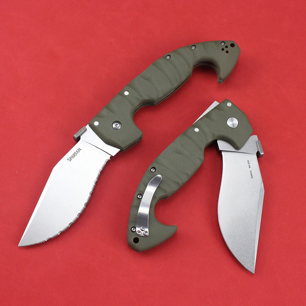 Cold Spartan Tactical Folding Knife AUS10A Steel Survival Military Hunting Multipurpose Knives Large EDC Tanto Pocket Knife Tool 4