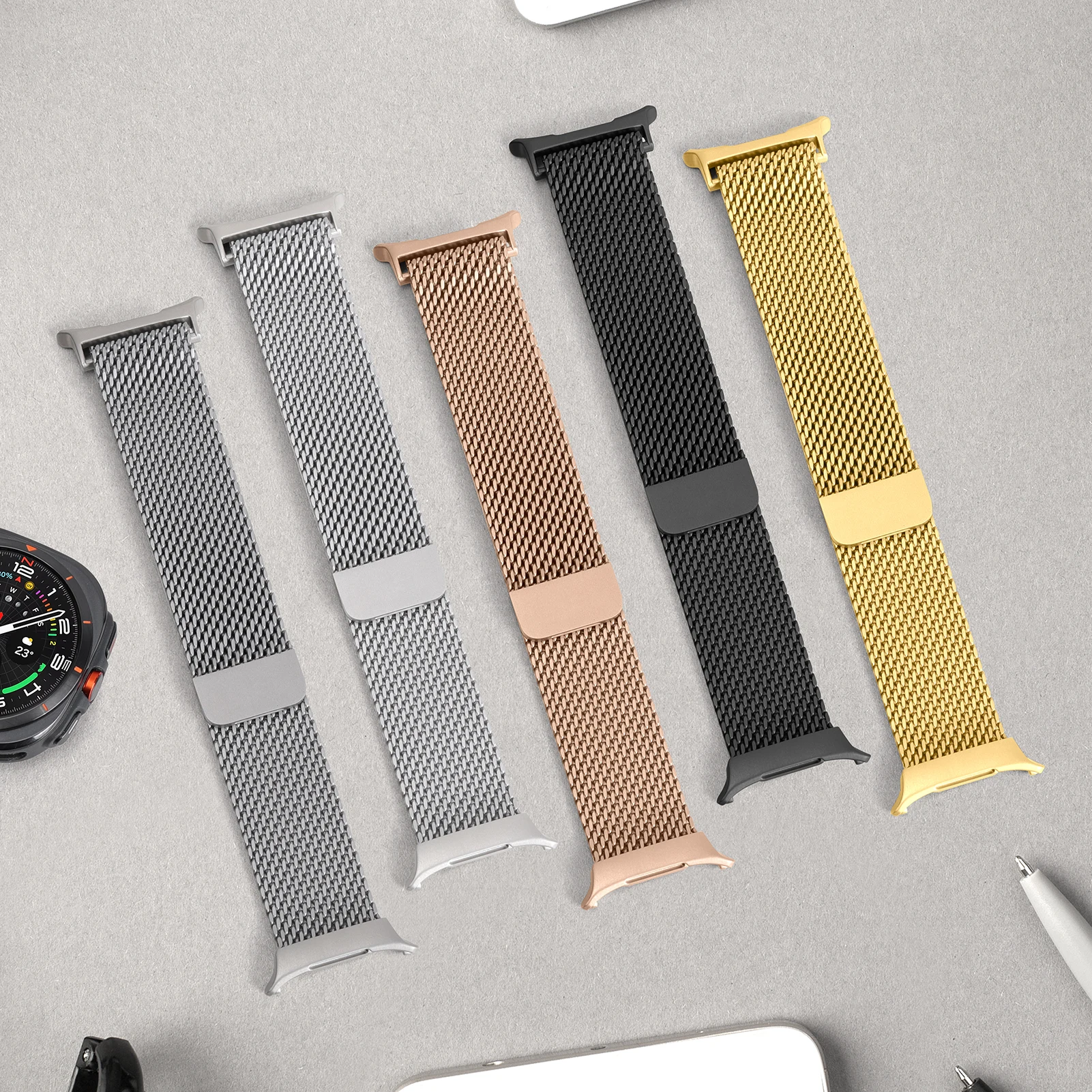 Thick Milanese Loop Stainless Steel Magnetic Smart Watch Bracelet Strap