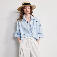 Chemise Femme TOYOUTH Printemps 2026 Nouvelle Collection Rayée Broderie Florale Style Champêtre Décontractée Cardigan Ample 2