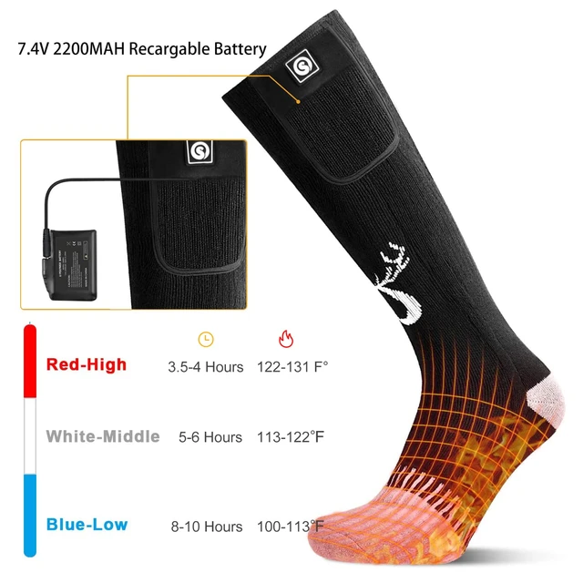 Chaussettes chauffantes électriques Batterie rechargeable  Chaussettes  chauffantes Hommes Femmes Batterie-Hiver-Aliexpress