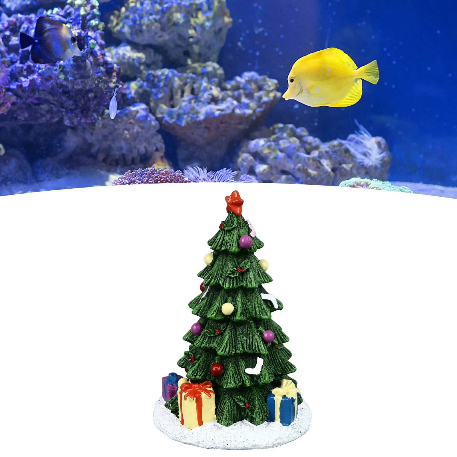 ZK30 Christmas Fish Tank Ornament Exquisite Beautiful Resin Aquarium Craft Decoration for Home Christmas Tree
