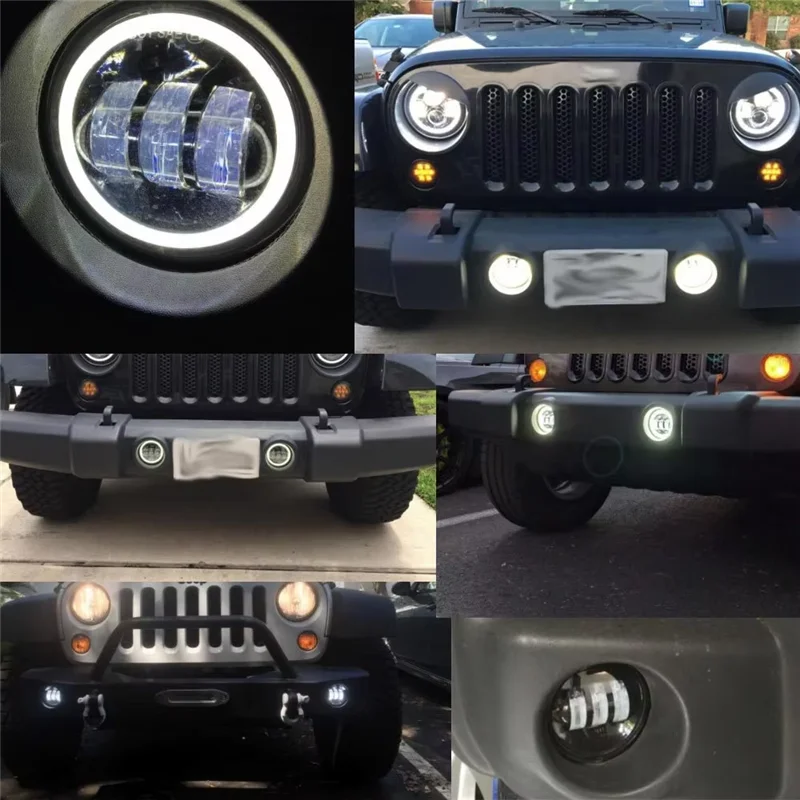 지프 랭글러 JK LJ TJ 닷지 저니 매그넘 ATV 60W 4인치 LED 패싱 안개등 화이트 DRL 앰버 방향지시등