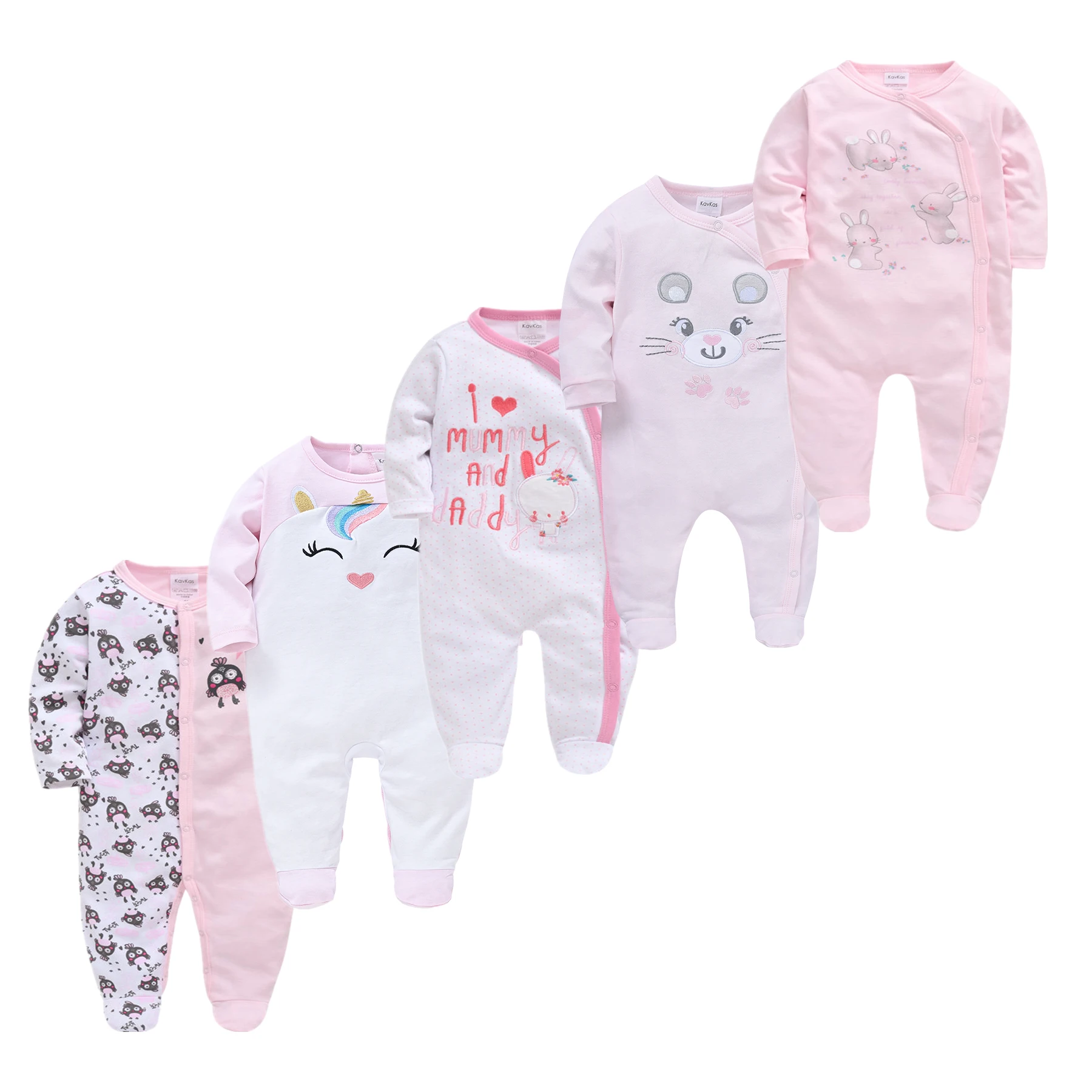 Baby Boys Jumpsuits Ropas Infant Cartoon Pajamas Long Sleeve Spring Toddler Clothes 5/3Pcs Newborn Boy Girl Onesie 100% Cotton