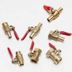 Brass small ball valve 1/8 1/4'' 3/8'' 1/2'' Female/Male Thread Brass Valve Connector Joint Copper Pipe Fitting Coupler Adapter