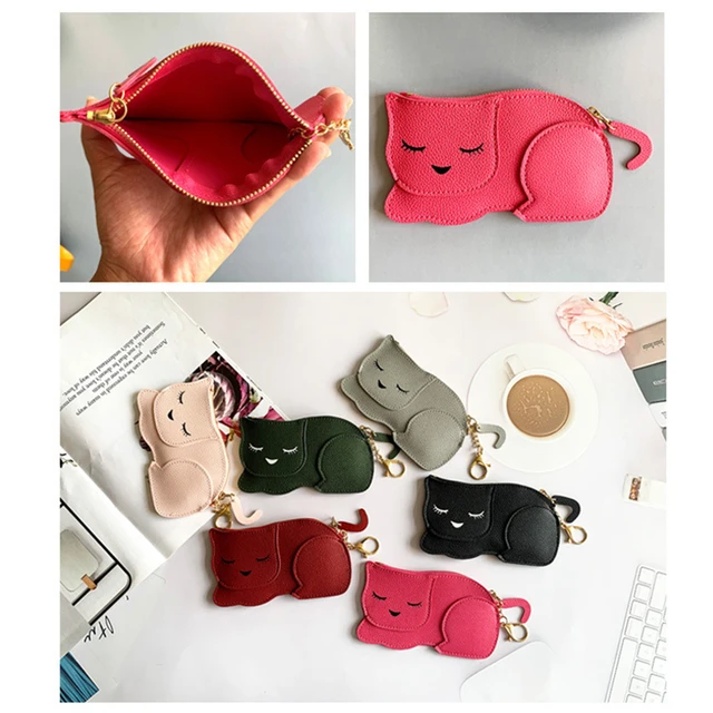 Cartera niño,Monedero de estilo coreano con forma de gato para