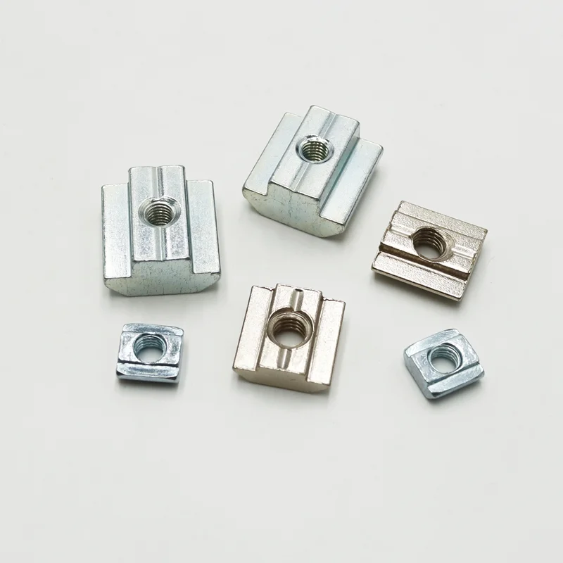 100P/lot T Block Square Nut M3 M4 M5 M6 M8 Slot T-nut Sliding Nuts for 3030 4040 4545 Profile Aluminum Furniture 3d printer