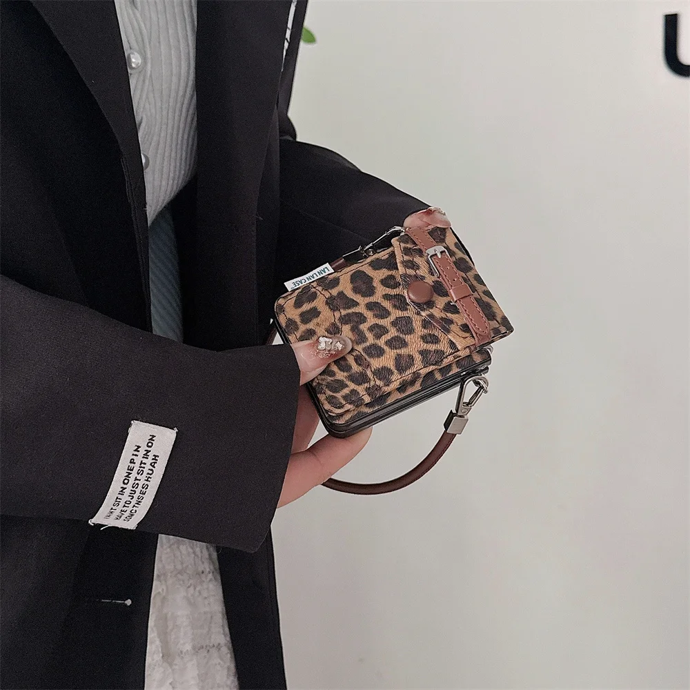 Fashion Leopard Leather Phone Case with Card Holder and Cute Design