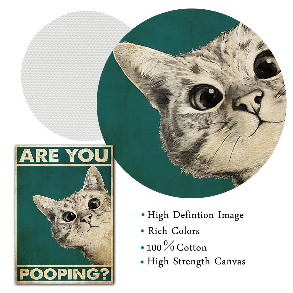 Você está Poster Pooping Para Banheiro, Sinal Engraçado Do Banheiro, Impressões De Lona, Cute Cat Quote Art, Pintura Da Parede, WC Decor