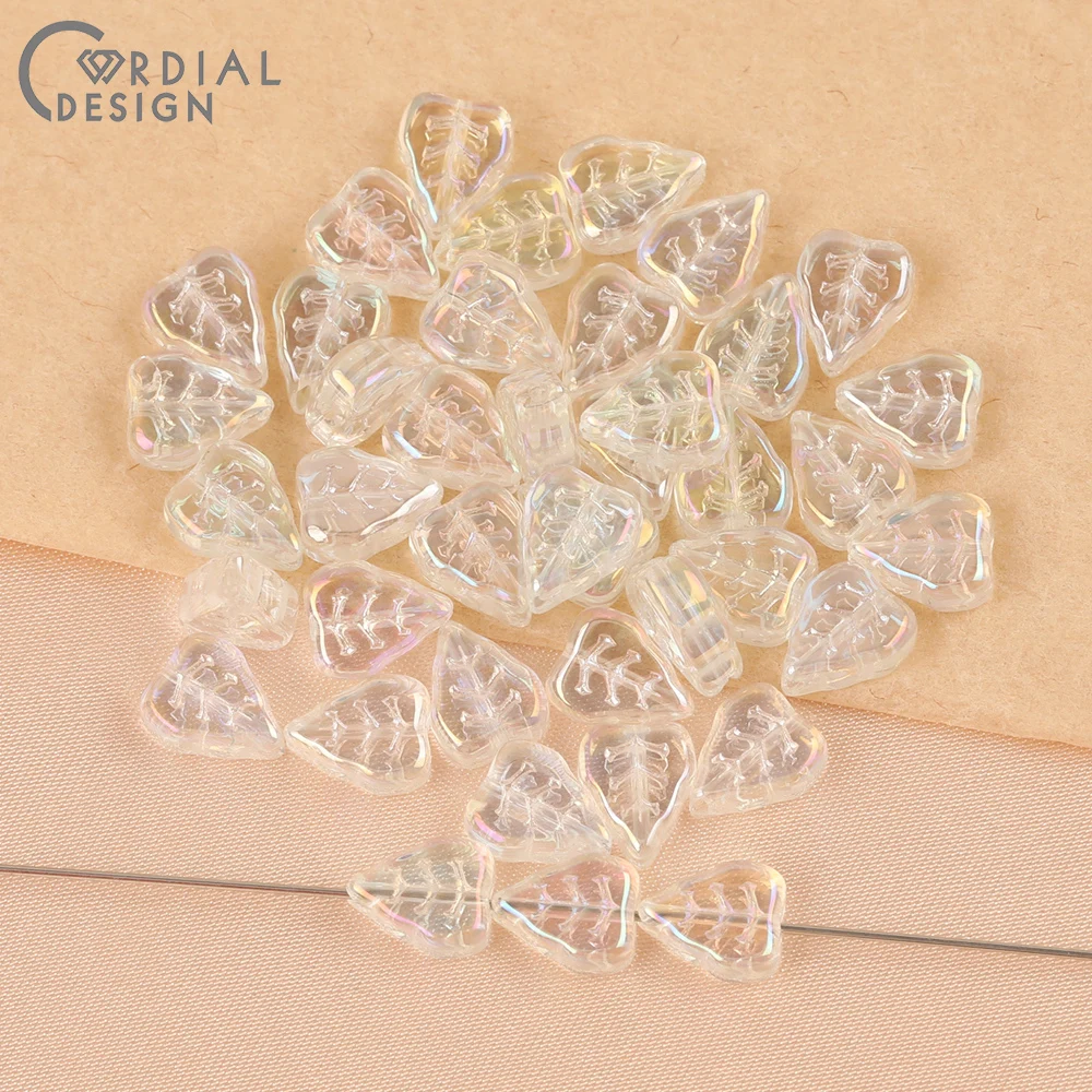 Cordial Design 8*10MM 500pcs Aurora Effect/Hand Made/Leaf Shape/Beads Making/DIY Glass Bead/Jewelry Findings & Components - cordial