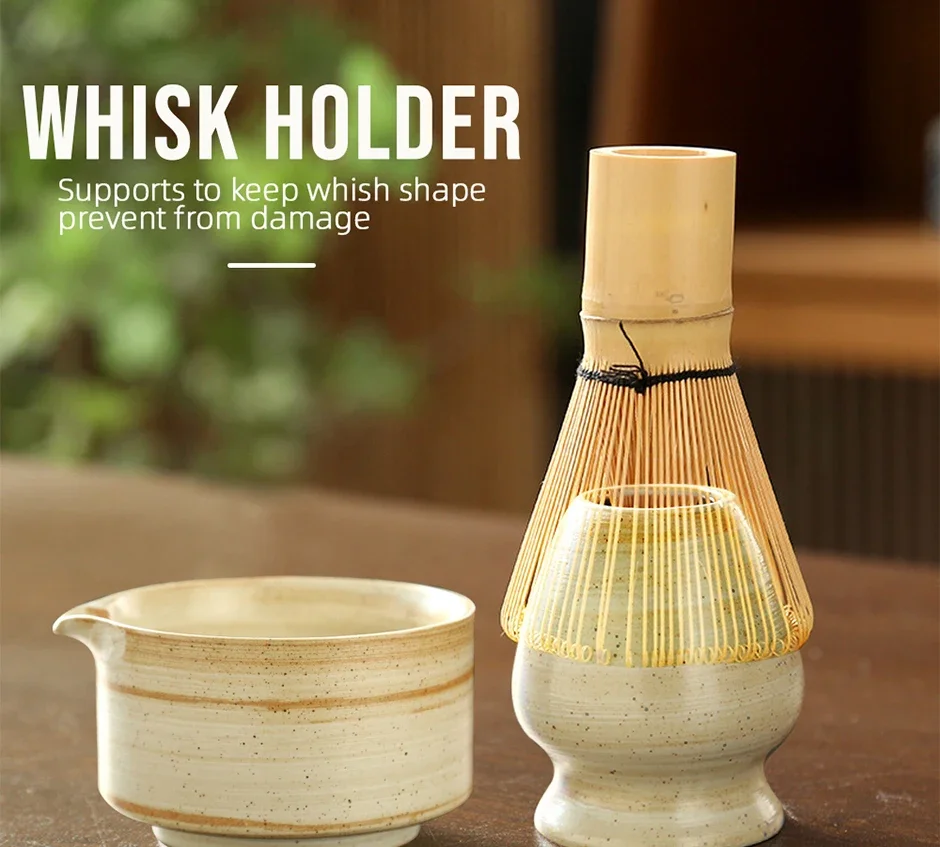 Description Picture 4 of itemJapanese Matcha Whisk Stand Tea Ceremony Matcha Bowl Bamboo Whisk Grinder Brushes Tea Tools Holder Tea Accessories Teaware