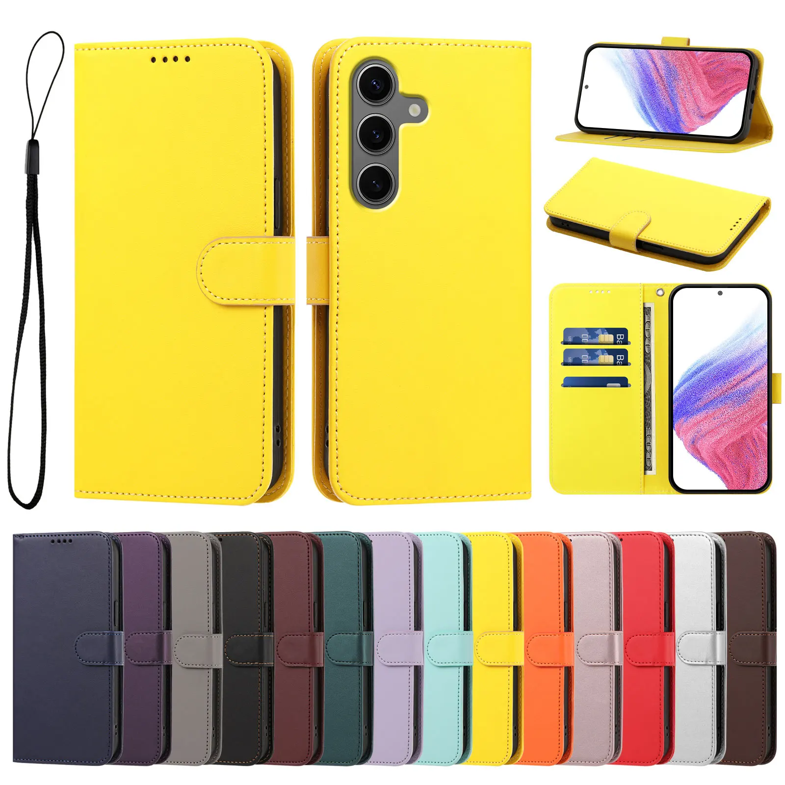 Luxury Leather Wallet Phone Case with Shockproof Bumper and Card Slots