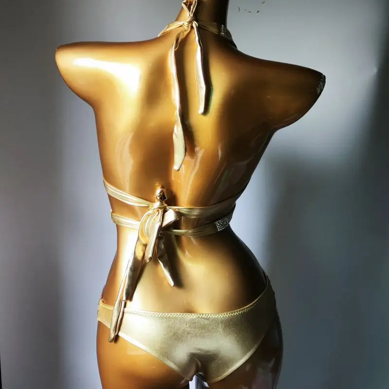 Luxury Rhinestone Backless Bikini Shiny Swimsuit
