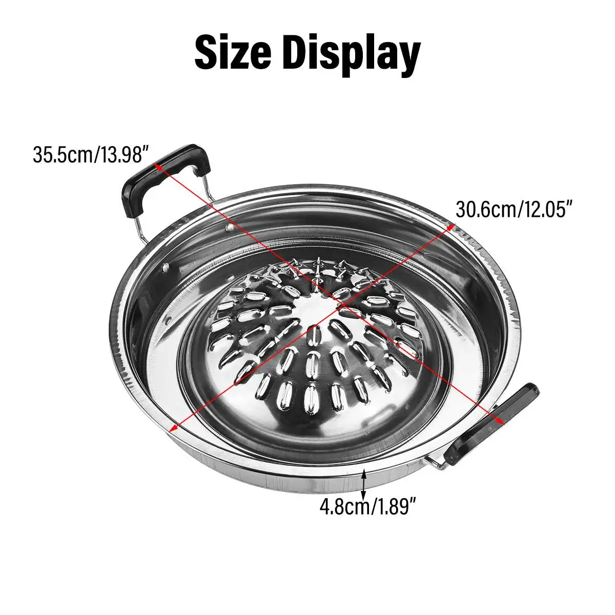 Thai Style BBQ Grill Pan 36cm bbq grill pan Aluminum Barbecue Topper Stovetop Plate Barbecue Pan Basket Steamer Cookware Kitchen Cooking Tools