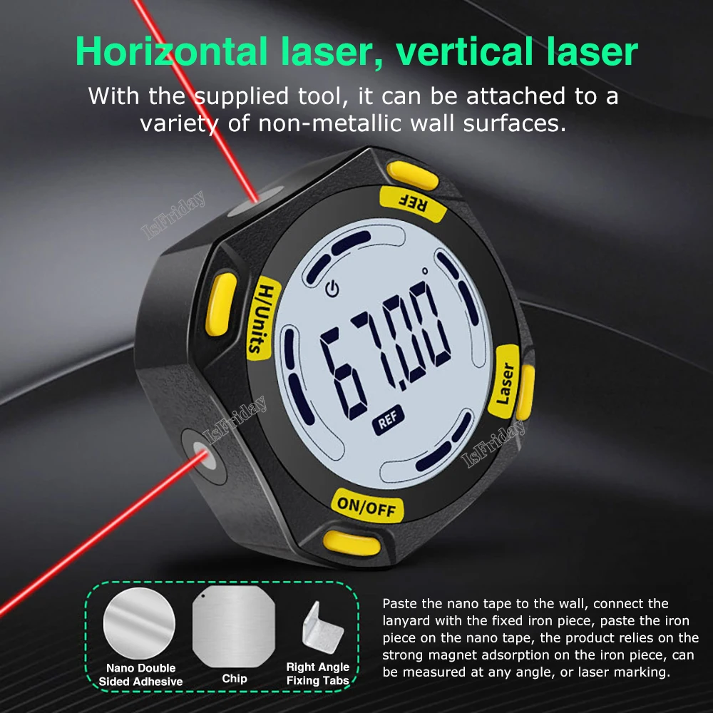 High Precision Digital Inclinometer Electronic Protractor Magnetic Angle Meter Slope Measuring Instrument With Laser Level Meter 3