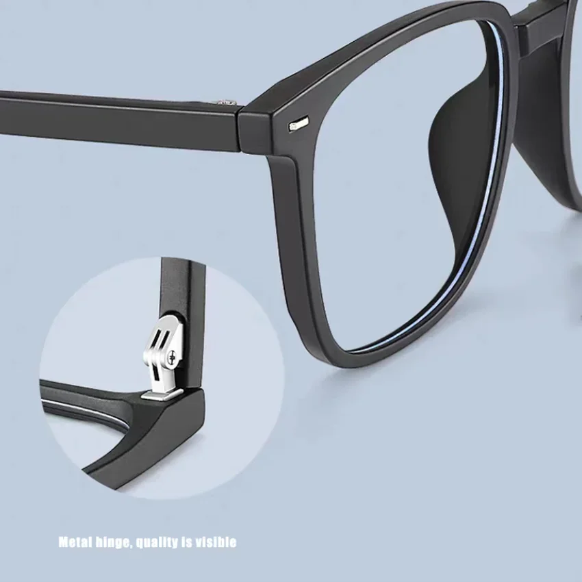 Vintage Photochromic Square Eyewear with Blue Light Resistance