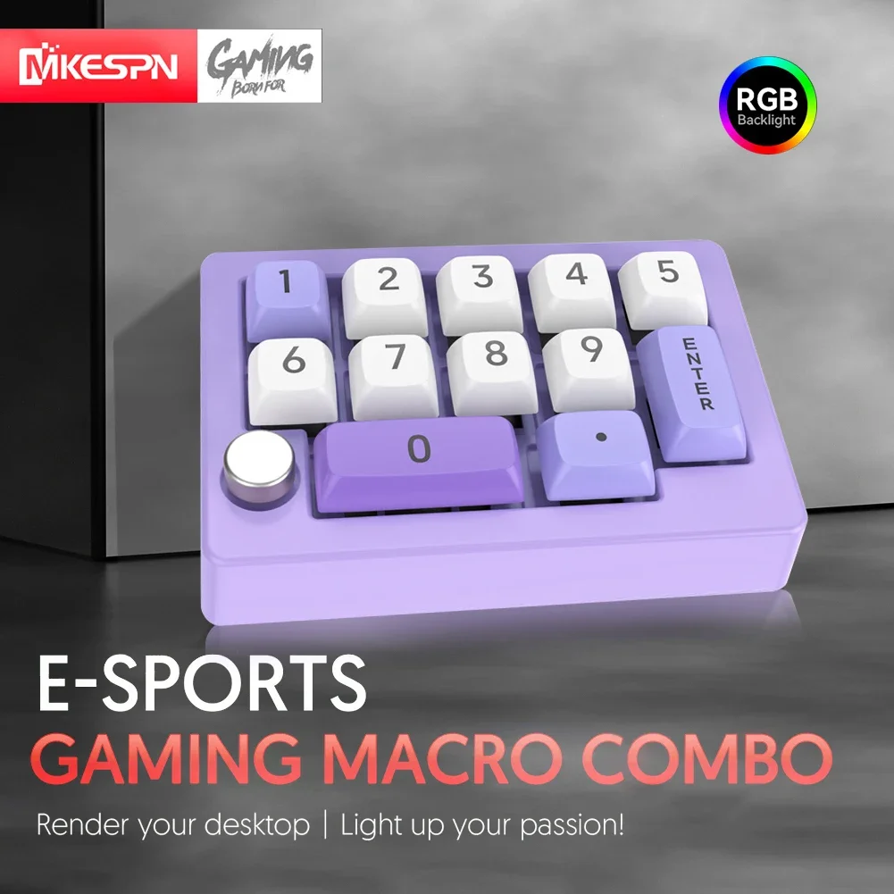 Mechanical RGB Hot Swappable Wired Mechanical Keyboard With knob Mini Gaming Keyboard 12 Color RGB Light 13 Key Keypad