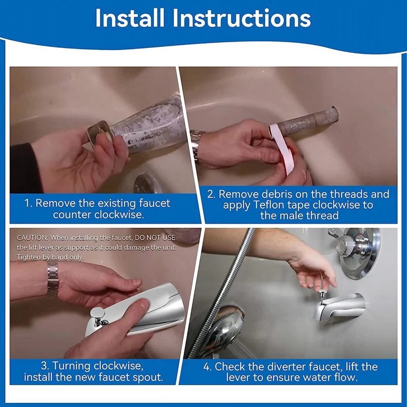 Bathroom Tub Spout,5 1/4 Inches Reach Wall Front Mount With Shower Diverter 1/2In IPS Inside Thread Bathtub Faucet Spout 6