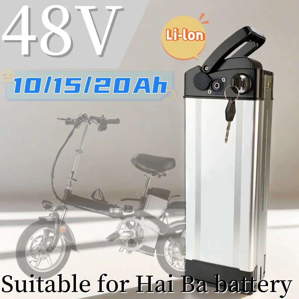

48V Hai Ba 10Ah 15Ah 20Ah 18650 Electric Mobility Tool Battery Pack Silver Fish Case, Bicycle Lithium Battery