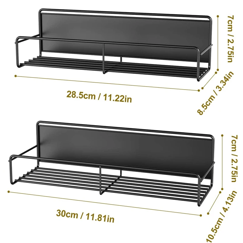 Magnetic Kitchen Storage Rack Waterproof Refrigerator Magnetic Organizer Rustproof Spice Shelf No Drilling Kitchen Accessories 6