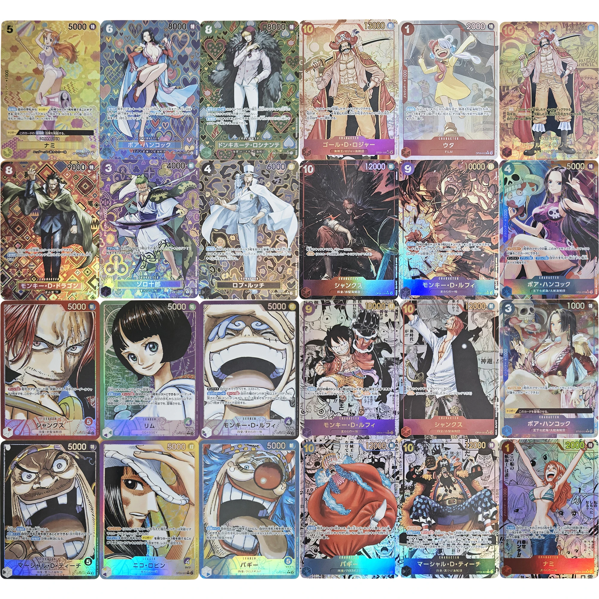 7 Style One Piece Luffy Shanks Nami Robin Hancock Buggy Color Flash Card Classic Anime Game Collection Cards Diy Gift Toy