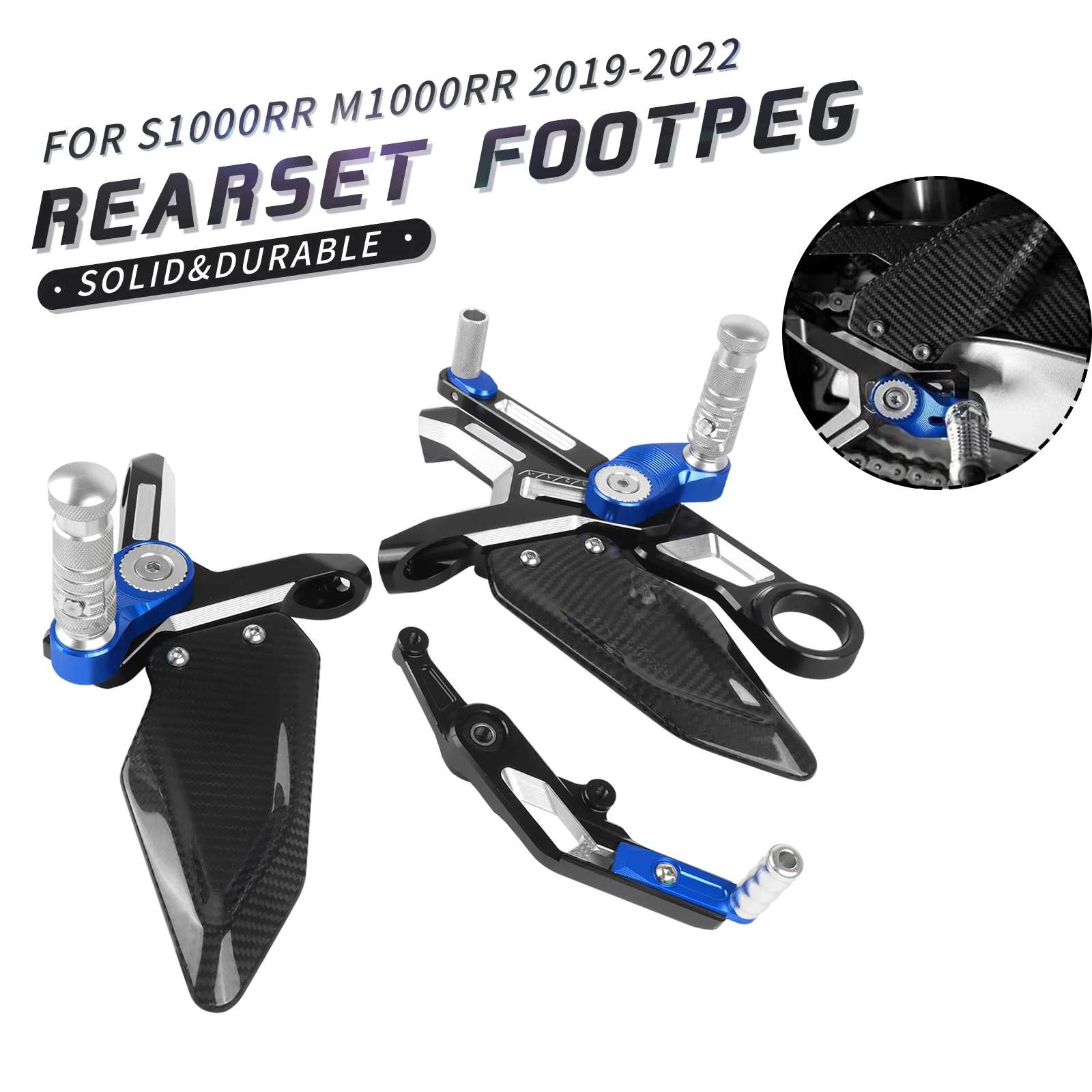 

Motorcycle Footrest Carbon Fiber Adjustable Rear Sets Foot Pegs Rearset Footpeg For BMW S1000RR K67 2019 2020 2021 2022 M1000RR