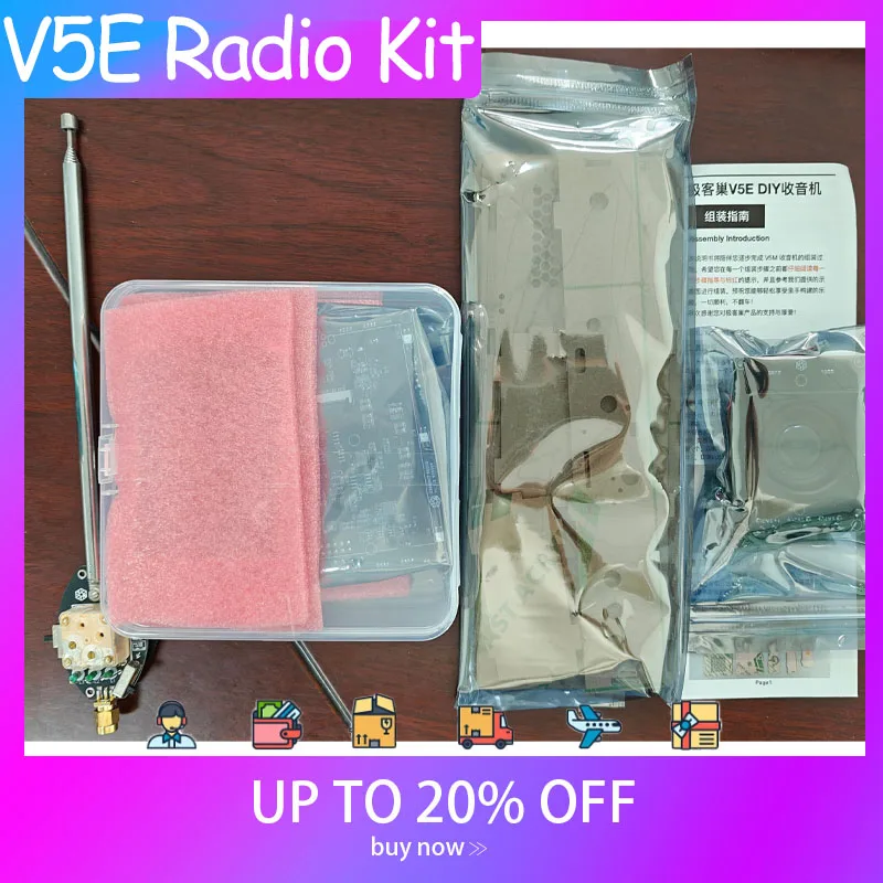 오리지널 DIY 풀 밴드 V5E 라디오 키트: FM, MW, AM, SW 및 항공 주파수를 지원하며 USB 연결 가능