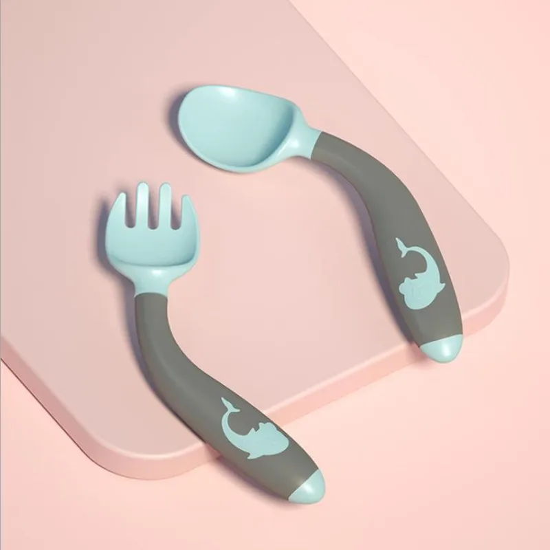 Bendable Silicone Spoon for Baby Utensils Set Auxiliary Food Toddler Learn To Eat Training Soft Fork Infant Children Tableware