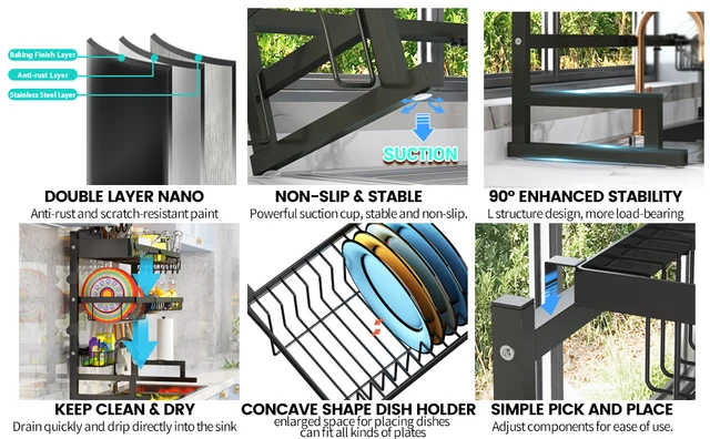 ADBIU Over The Sink Dish Drying Rack (Expandable Guinea