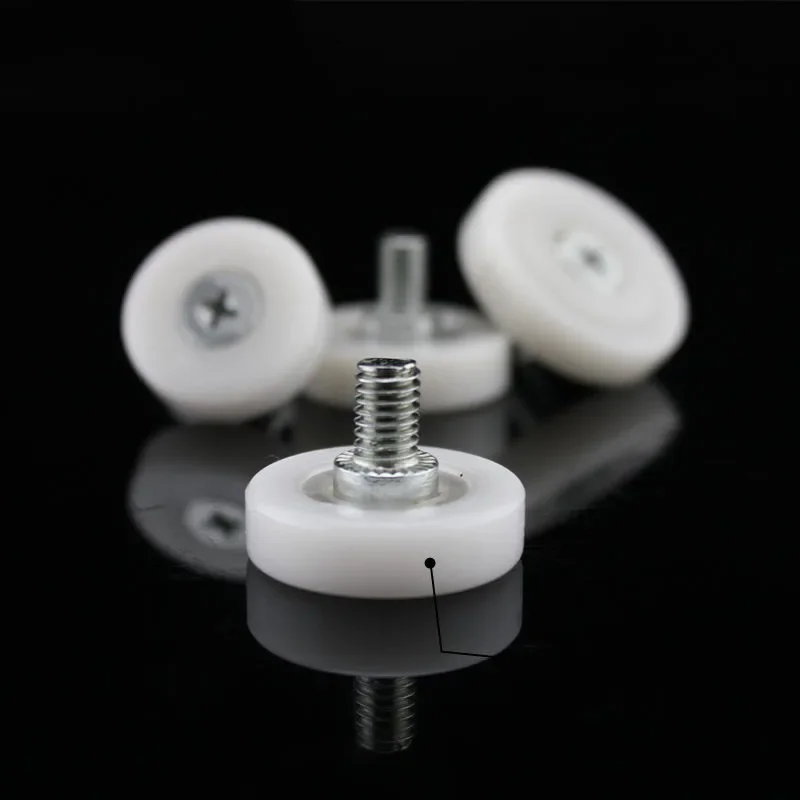 Diameter 19/22/25/26/29MM M6 Drawer Bearing Pulley Wheels sliding door rollers window pulley mini rubber wheels plastic bearing pulley Steel File Cabinet Door Wheel Furniture Moving Nylon Wheel 20PCS/LOT