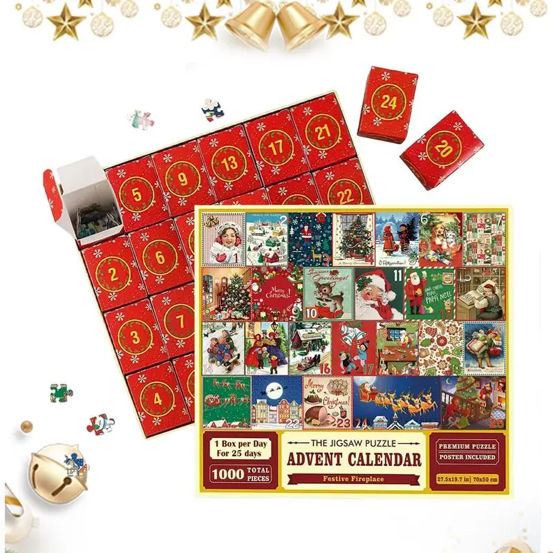 

Puzzle Advent Calendar 1000PCS Advent Calendar 2023 Christmas Jigsaw Puzzles 24 Days Surprise Christmas Countdown Calendars