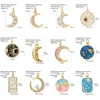 New Moon Star Charms for Jewelry Making Fang Pai Pendant    Stainless Steel Chain DIY Necklace Bracelet Women Jewelry Wholesale 5