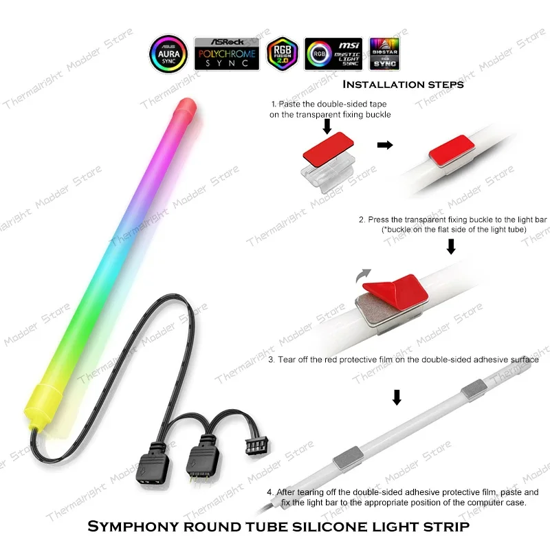 30cm Rgb Led Strip Light Stick Bar 5v 3pin Argb Sync Computer Case  Decorative Silicone Chassis Light Pc Gamer Diy Cabinet - Fluid Diy Cooling  & Accessories - AliExpress