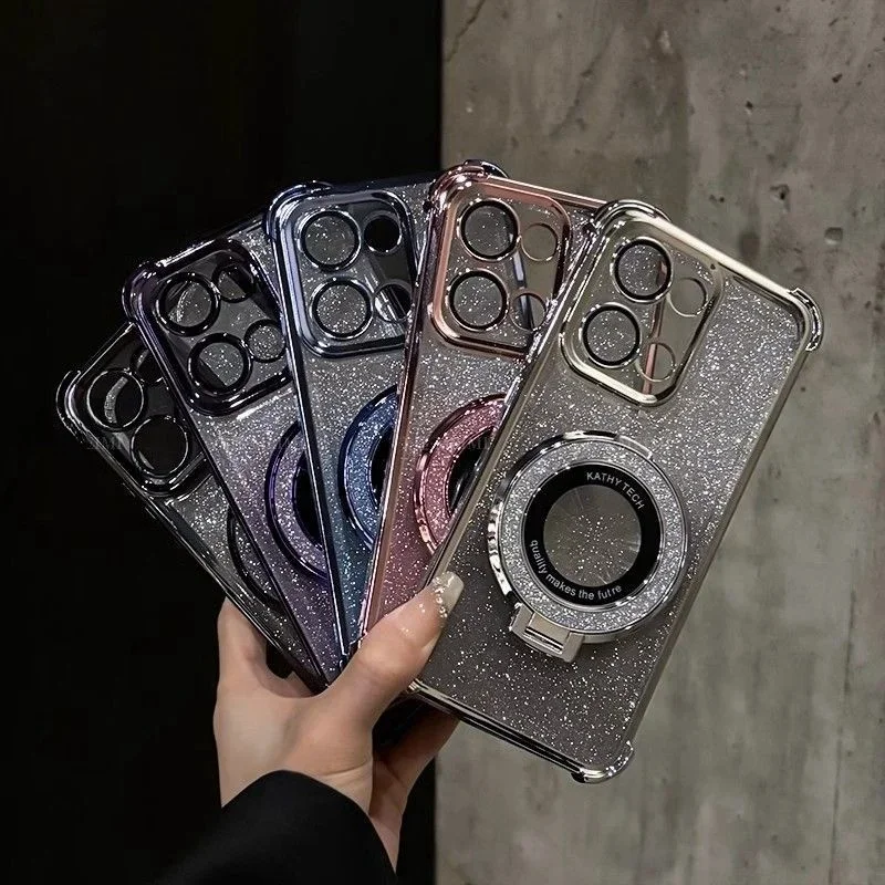 Glitter Magnetic Mirror Holder Phone Case