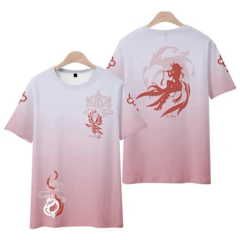 Honkai impact 3d t-shirts anime cosplay men women t-shirts tops o-neck short sleeve popular harajuku t-shirts shirt plus size