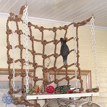 Parrot Climbing Net – 40×40cm Bird Rope Net Toy with Hooks for Swing, Chew & Play 1