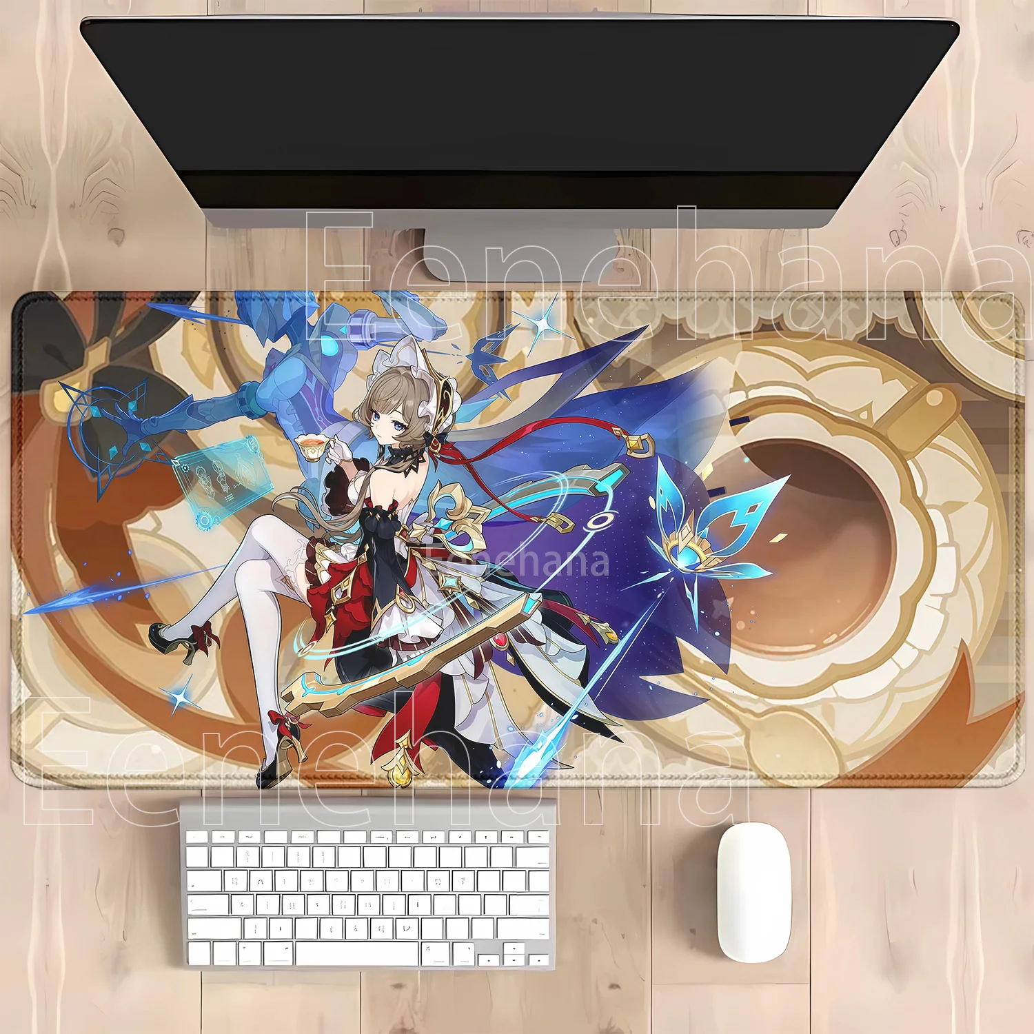 Genshin Impact Anime Kawaii Girl Gaming Mouse Pad - HD Print Desk Mat, Rubber Office Carpet with Overlock Edges