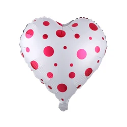 10Pcs 18-Inch Rose Gold Heart Foil Balloons for Wedding and Party Decorations (Polka Dot white)