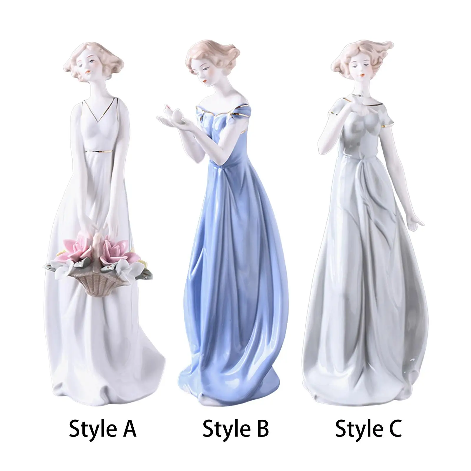 Porcellana Lady Statue Centrotavola Collezione Di Ornamenti Statuetta Di Ragazza In Ceramica Statua Di Ragazza Per Portico Camera Da Letto Scrivania D
