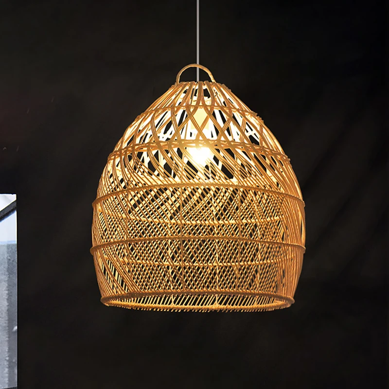 

Подвесные лампы из бамбука и ротанга в китайском стиле, светодиодный светильник в скандинавском стиле для бара, ресторана, кафе, плетеные лампы для украшения сада, кухни