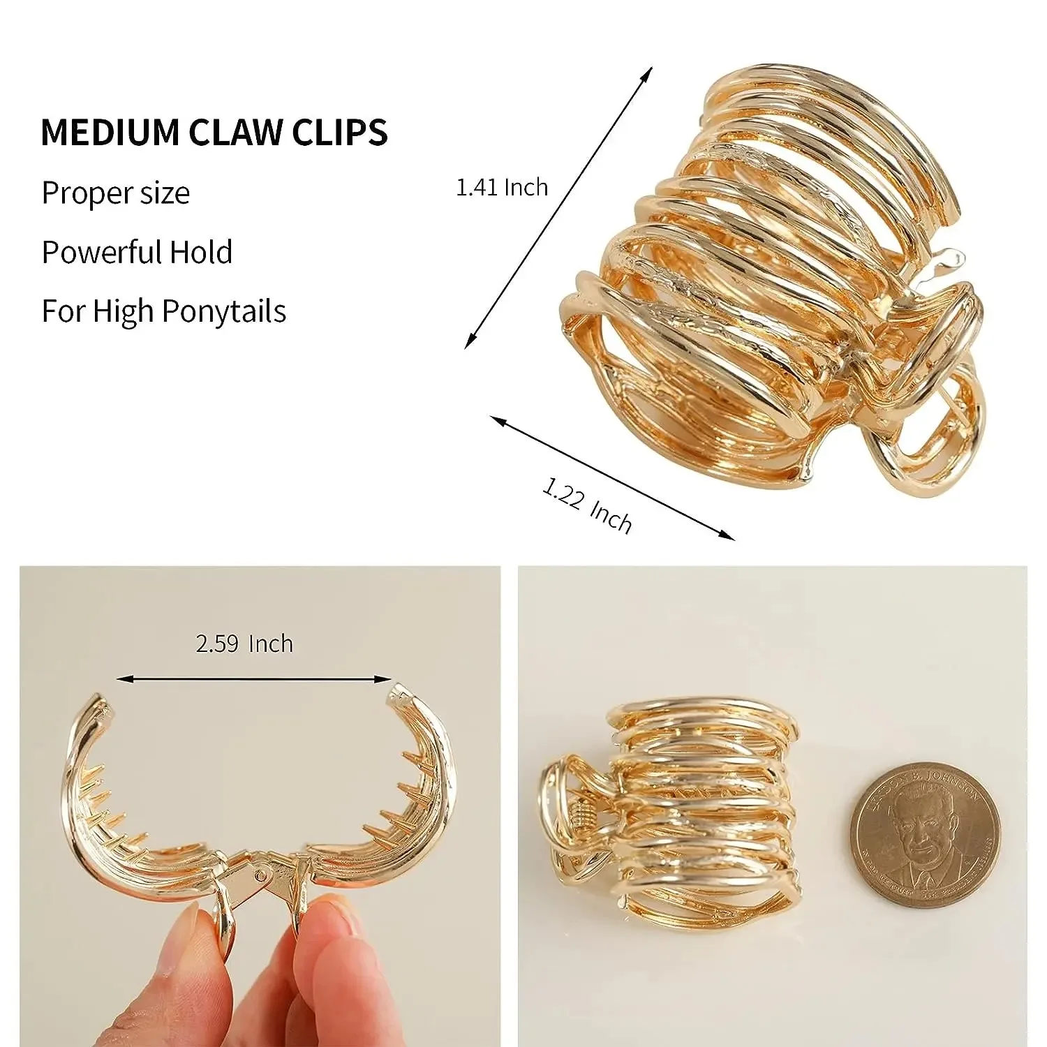 Hair Accessory Fashion Gold Color Hollow Geometric Hair Clips Metal Hair Claw Cross Hairclip Headband Hairpin Crab Women