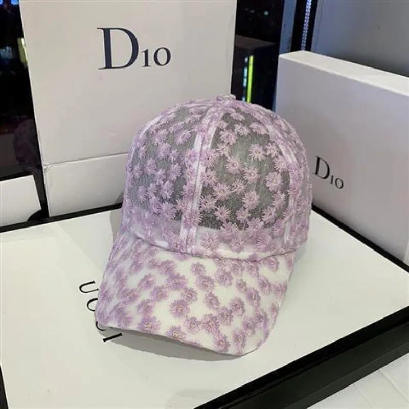 

New Lace Versatile Baseball Cap Flower Hollow Out Sun Visor Cap Women Summer Fashion Sun Visor Hat